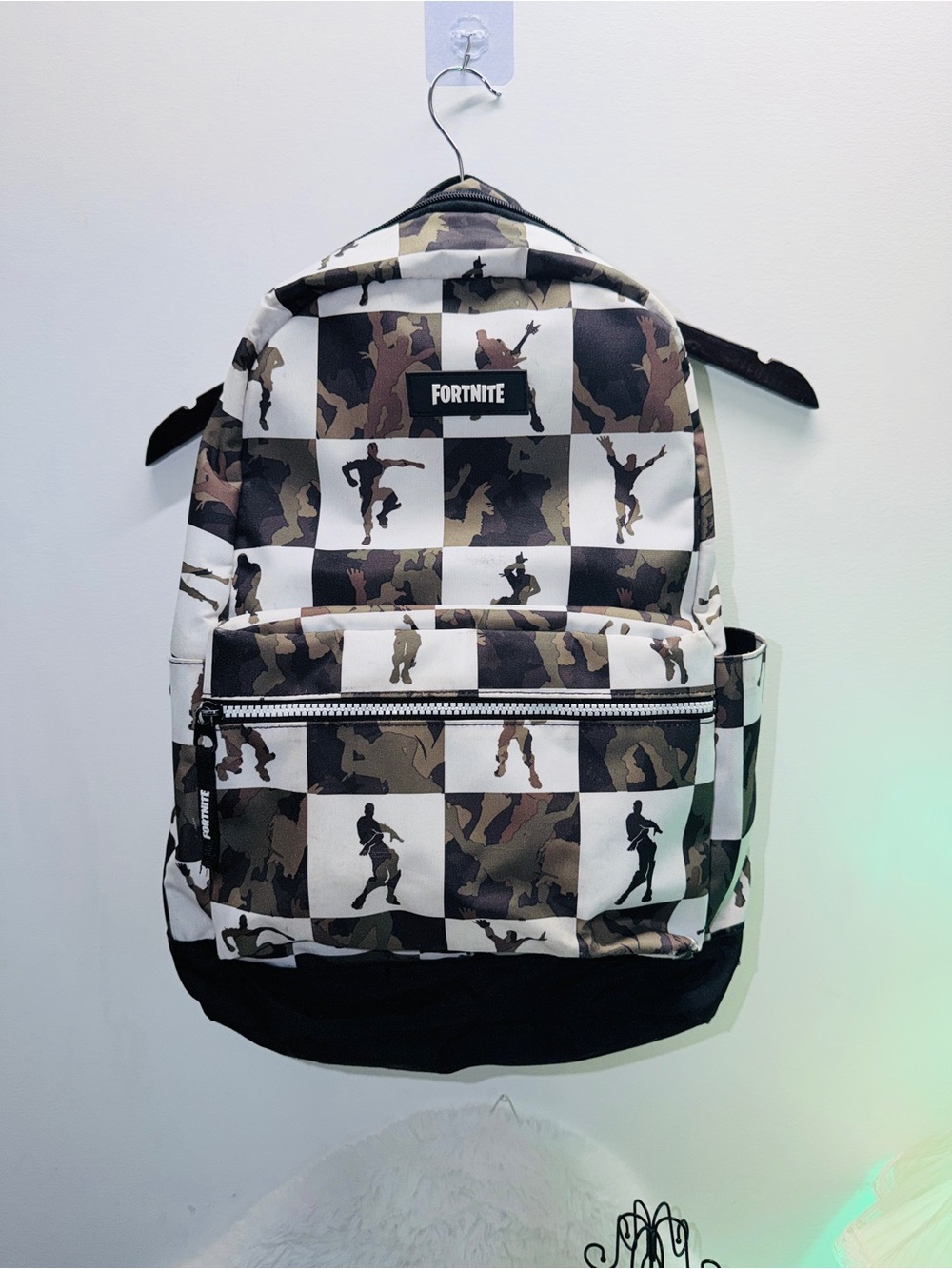 Fortnite Camo Checkerboard Backpack Brown/Black w/ Blue Fortnite  Lining 🌎